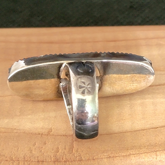 NATIVE AMERICAN STERLING BRIGHT SPINEY OYSTER RING, Size 7, Tight - Picture 6 of 12